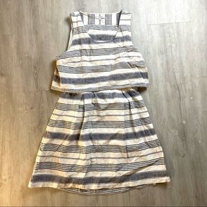 Madewell Cream & Grey Linen Open Back Dress